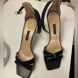 Lafayette 148 Black Ankle Strap Sandals.